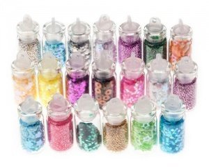 20 kleine Flaschen mit Farbigem Premium Maniküre Nail Art Glitter Dekorationen von Cheeky®