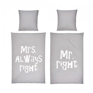 Bettwäsche-Set Mr. Right Mrs. Always Right