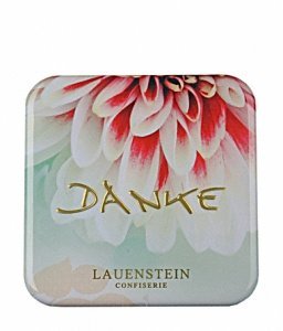 Confiserie Lauenstein Pralinen Dose mit Spruch Danke (50g Metalldose)