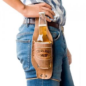 Cowboy-Buzy-Bierhalfter Handgefertigt von Hide & Drink (Bourbon Braun)