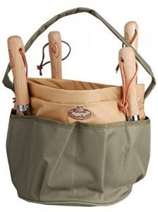 Esschert Design Gartengerätetasche, Werkzeugtasche, rund mit Seitentasche, ca. 28 cm x 28 cm x 26 c