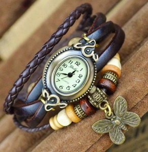 FLORAY Damen Leder Armbanduhren, Mode Armband mit Schmetterling, Einfachen Stil-Zifferblatt.