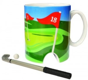 Golf Tasse mit Golfschläger und kleinem Ball