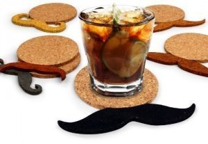 Kikkerland Mustache Cork Coasters, Set of 6, Garden, Haus, Garten, Rasen, Wartung