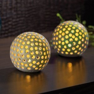 Lunartec Kabellose LED-Dekoleuchten aus Keramik im 2er-Set 