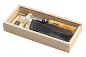 Opinel-Geschenkset inkl. Opinel-Messer Nr. 8,Kunstleder-Etui in Holzgeschenkbox