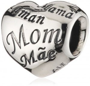 Pandora Damen-Charm Sterling Silber Herz mit Schriftzug Mom