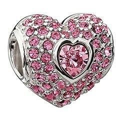 Pink Sparkly Heart Bead
