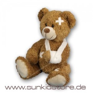 Plüsch Patienten-Bär mit Gipsverband Teddybär Kuscheltier Stofftier, ca. 30 cm