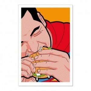 Poster Superman mit Burger