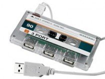 Retro Musik-Kassetten 3-Port USB Hub