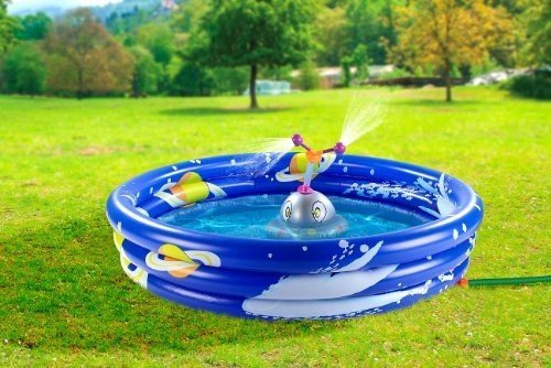 infactory Kinderplanschbecken: Erlebnis-Planschbecken mit rotierendem Wassersprinkler (Schwimmbecken