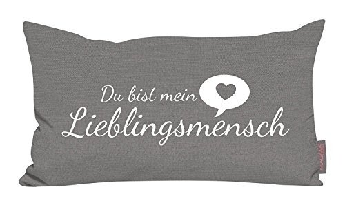 Kissen Lieblingsmensch grau 30x50cm Made in Germany