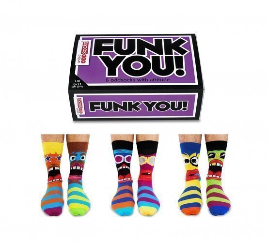 United Oddsocks - Funk You - Herren 6 verschiedene Socken - mit Gesichter! Gr. 39 - 46