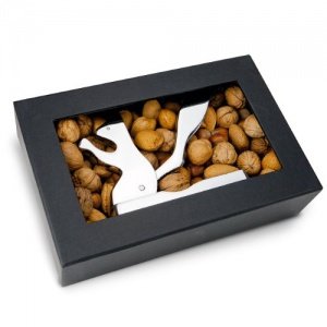 Geschenk Set Eichhörnchen-Nüsse - Metall-Nussknacker mit Mischnüssen