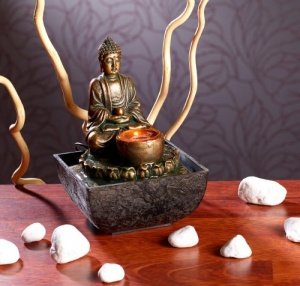 infactory Beleuchteter Zimmerbrunnen mit Buddha