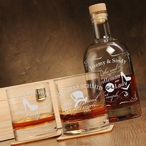 6-teiliges Whisky Geschenk-Set in Holzkiste New York Bar inkl. Gravur Motiv - "Quality Whisky"