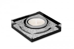 Edler, moderner Teelichthalter „Infinity Lotus 1“ mit SWAROVSKI ELEMENTS Kristallen