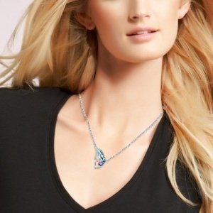 Le Premium® Brechen Cocoon Schmetterling Halskette MADE WITH SWAROVSKI® ELEMENTS Aquamarine Blau+T