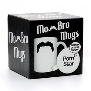 Mad Mugs Mo Bro Mugs Tasse Porn Star, mit Schnurrbart-Aufdruck