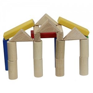 Kinder Spielzeug aus Holz Kleiner Nachziehwagen mit Bausteinen
