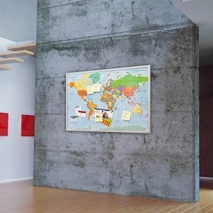 Pinnwand Weltkarte 120x80cm - Memotafel mit Cork & 20 Markierfähnchen XXXL