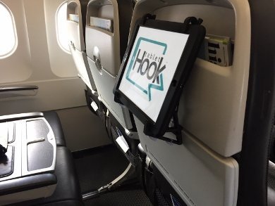 TabletHookz, Smartphone und Tablet Träger erlaubt dir dein iPad im Flugzeug, im Zug, oder im Auto f