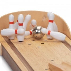 Tobar Classic Games - Desktop Wooden Miniature Bowling Alley