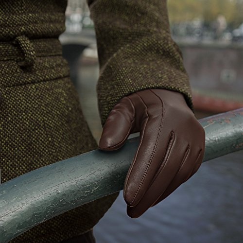 Downholme Klassische Leder Handschuhe mit Kaschmir Innenfutter für Frauen