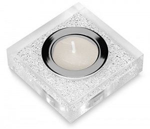 Edler, moderner Teelichthalter „Infinity Lotus 1“ mit SWAROVSKI ELEMENTS Kristallen