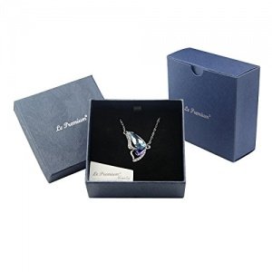 Le Premium® Brechen Cocoon Schmetterling Halskette MADE WITH SWAROVSKI® ELEMENTS Aquamarine Blau+T