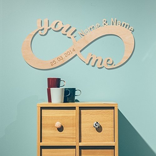 Unendlichkeitszeichen "You and Me" aus Holz mit Ihren Namen Zeichen der Liebe schöne Geschenkidee f