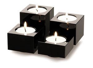 _ LICHTERTREPPE Teelichthalter SCHWARZ