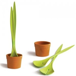 * SALAD PLANT Salatbesteck mit Dressingb