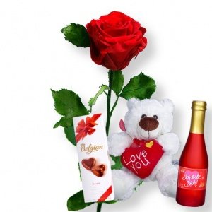 1 haltbare Rose rot und Geschenk-Set Lie