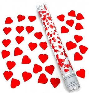 10 Konfetti-Shooter Herzen 40cm STAR-LINE® Konfetti-Kanone mit roten Herzen Party Popper für Silve