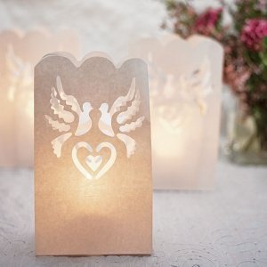 12 Windlichter Tauben