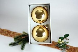 2 Christbaumkugeln Inkagold glanz Ø 10 c