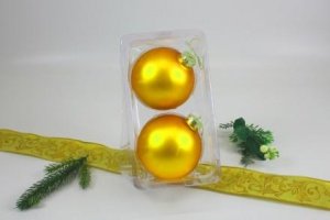 2 Christbaumkugeln Inkagold matt Ø 10 cm