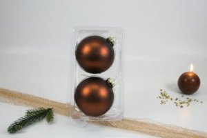 2 Christbaumkugeln Nougat matt Ø 10 cm