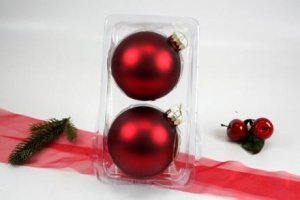 2 Christbaumkugeln Rot matt Ø 10 cm