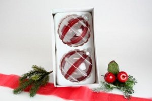 2 Christbaumkugeln Rot mit Dekor Ø 10cm