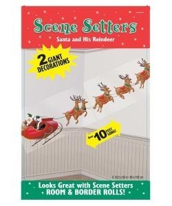 2 Dekofolien *Weihnachtsmann mit Rentier