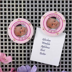2 Kühlschrankmagnete Baby mit Foto in ro