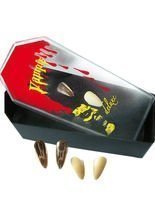 2 Paar Vampir Aufsteckzähne, gold und we