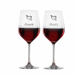 2 Rotweingläser mit Gravur