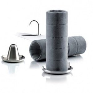 2 Spültücher grau mit Halter