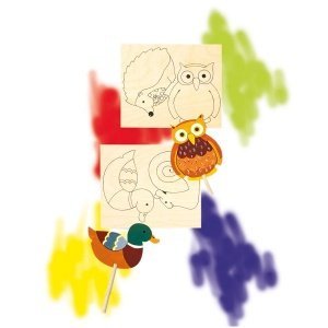 2 Stabdekorationen mit Motiv  Tiere s/w 