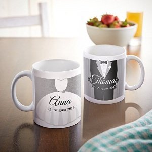 Tassen zur Hochzeit Braut und Bräutigam