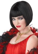 20er Bob-Perücke mit Pony schwarz